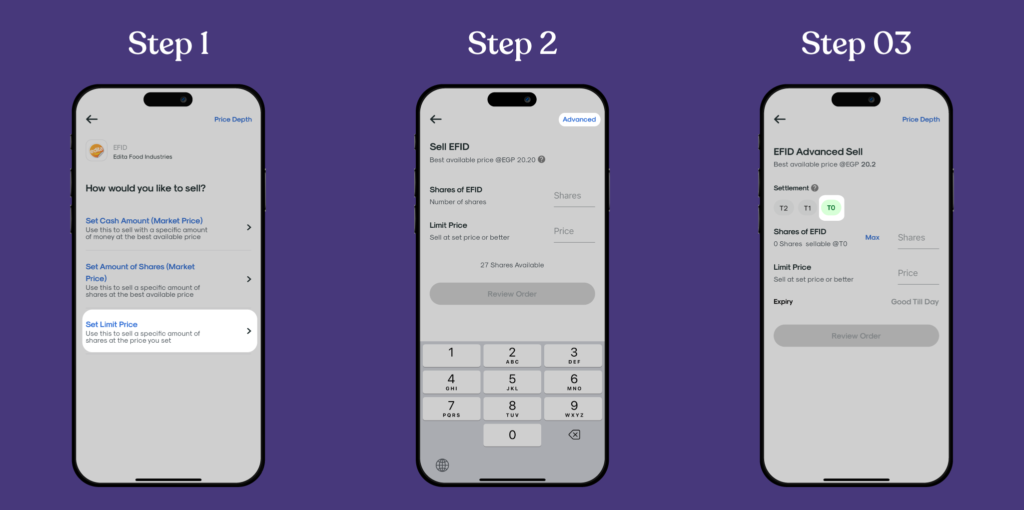 3 screens from thndr app for the same-day settlements